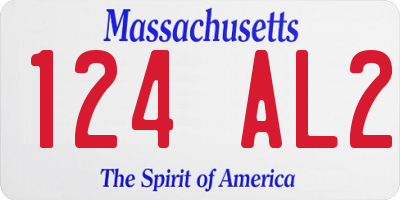 MA license plate 124AL2