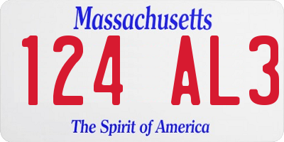 MA license plate 124AL3