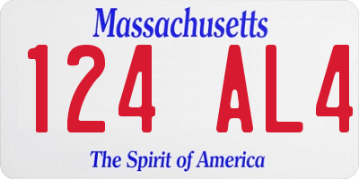 MA license plate 124AL4
