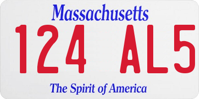MA license plate 124AL5
