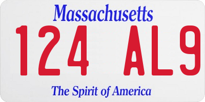 MA license plate 124AL9