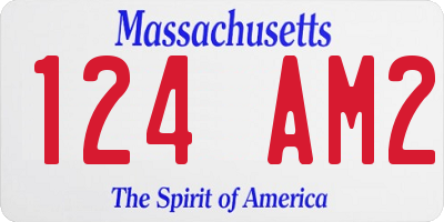 MA license plate 124AM2