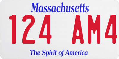 MA license plate 124AM4