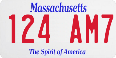 MA license plate 124AM7