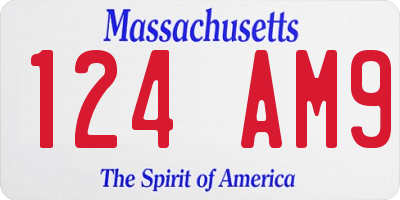 MA license plate 124AM9