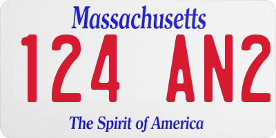 MA license plate 124AN2