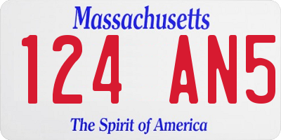 MA license plate 124AN5