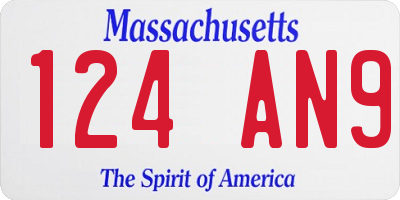 MA license plate 124AN9