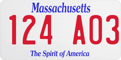 MA license plate 124AO3