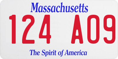 MA license plate 124AO9