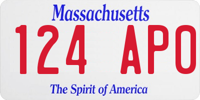 MA license plate 124AP0