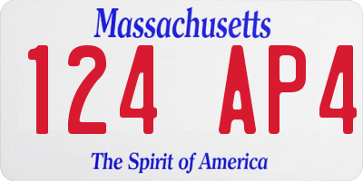 MA license plate 124AP4