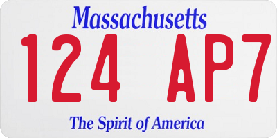MA license plate 124AP7