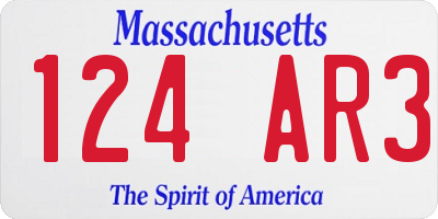 MA license plate 124AR3