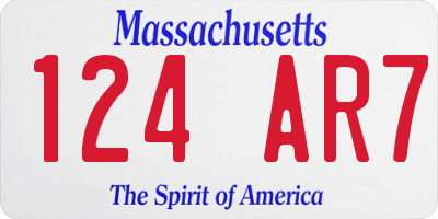 MA license plate 124AR7