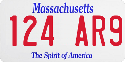 MA license plate 124AR9
