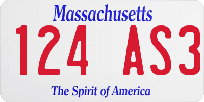 MA license plate 124AS3