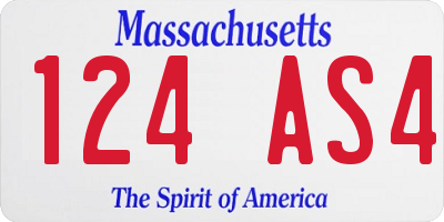MA license plate 124AS4
