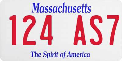 MA license plate 124AS7