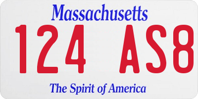 MA license plate 124AS8