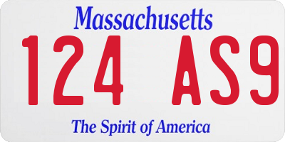 MA license plate 124AS9