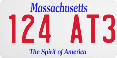 MA license plate 124AT3