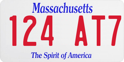 MA license plate 124AT7