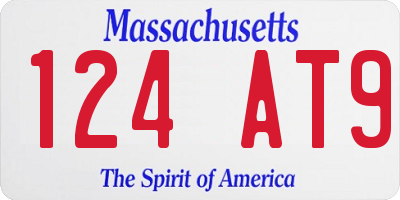 MA license plate 124AT9