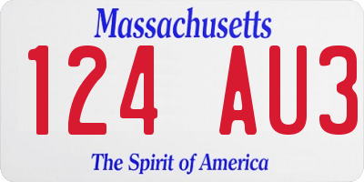 MA license plate 124AU3