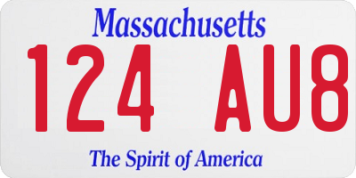 MA license plate 124AU8