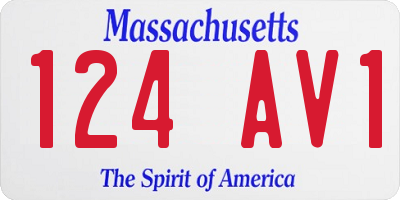 MA license plate 124AV1