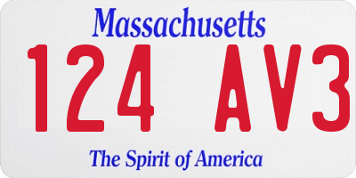 MA license plate 124AV3