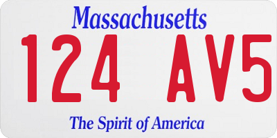 MA license plate 124AV5