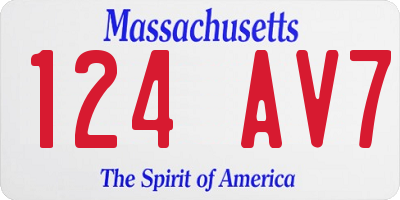 MA license plate 124AV7