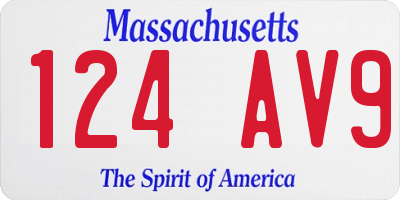 MA license plate 124AV9