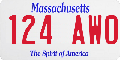 MA license plate 124AW0