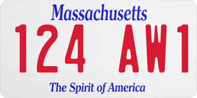 MA license plate 124AW1