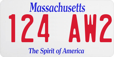 MA license plate 124AW2