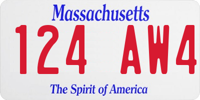 MA license plate 124AW4