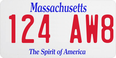 MA license plate 124AW8