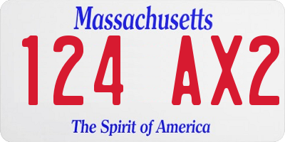 MA license plate 124AX2