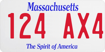 MA license plate 124AX4