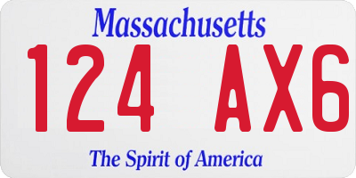 MA license plate 124AX6