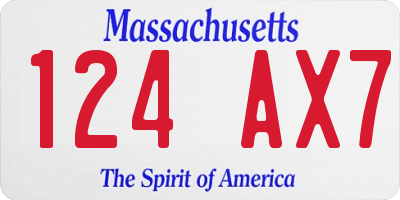 MA license plate 124AX7