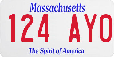MA license plate 124AY0