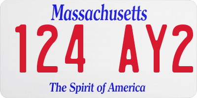 MA license plate 124AY2