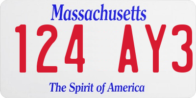 MA license plate 124AY3