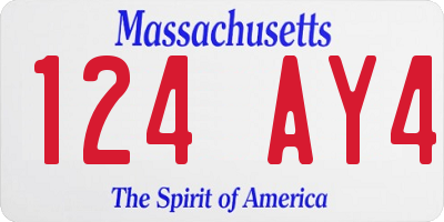 MA license plate 124AY4