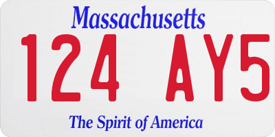 MA license plate 124AY5