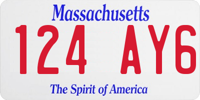 MA license plate 124AY6